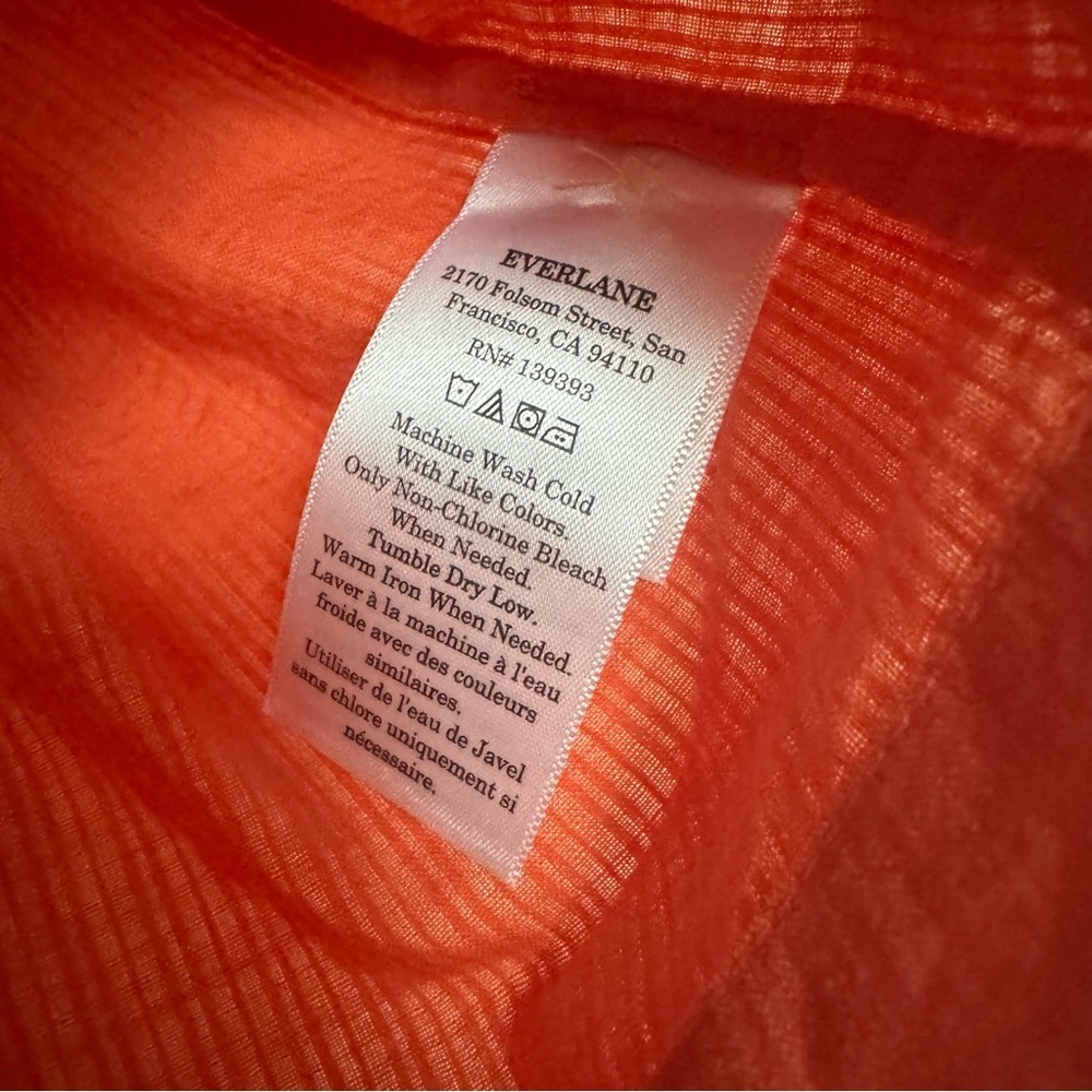 Everlane The Gauze Button Up Top in Soft Orange - Picture 7 of 9